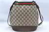 Authentic GUCCI Web Sherry Line Shoulder Cross Bag GG PVC Leather Brown 6593E