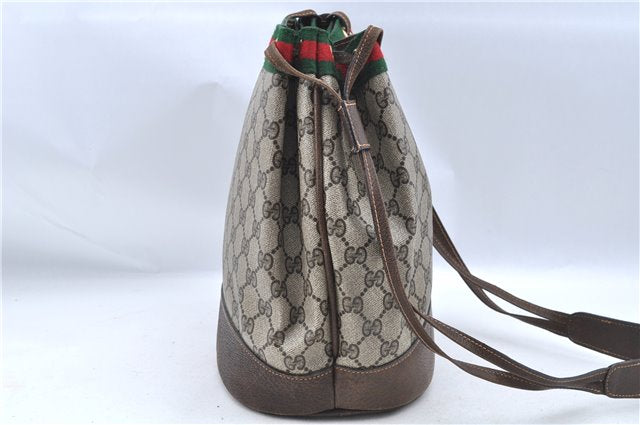 Authentic GUCCI Web Sherry Line Shoulder Cross Bag GG PVC Leather Brown 6593E