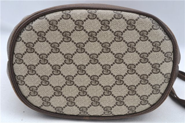 Authentic GUCCI Web Sherry Line Shoulder Cross Bag GG PVC Leather Brown 6593E