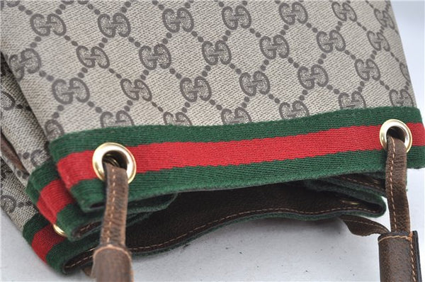 Authentic GUCCI Web Sherry Line Shoulder Cross Bag GG PVC Leather Brown 6593E