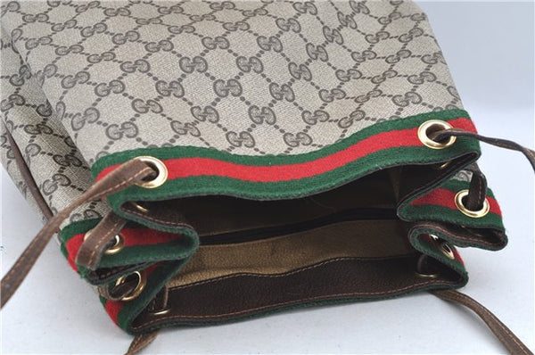Authentic GUCCI Web Sherry Line Shoulder Cross Bag GG PVC Leather Brown 6593E