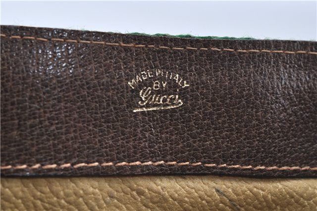 Authentic GUCCI Web Sherry Line Shoulder Cross Bag GG PVC Leather Brown 6593E