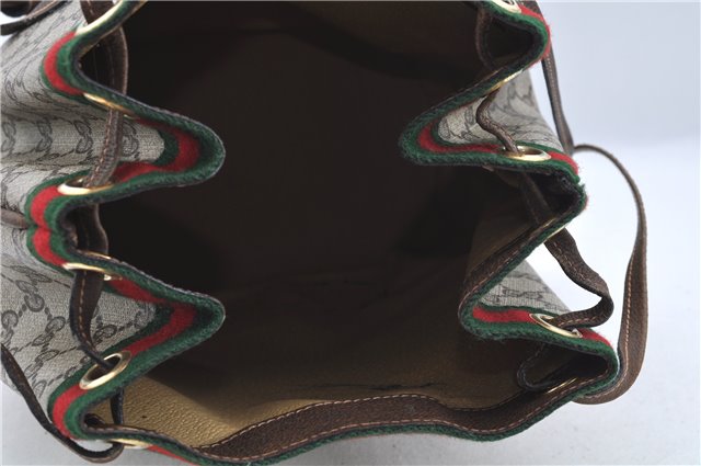 Authentic GUCCI Web Sherry Line Shoulder Cross Bag GG PVC Leather Brown 6593E