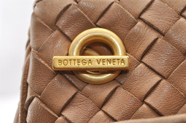 Authentic BOTTEGA VENETA Intrecciato Chain Leather Shoulder Bag Beige 6599I