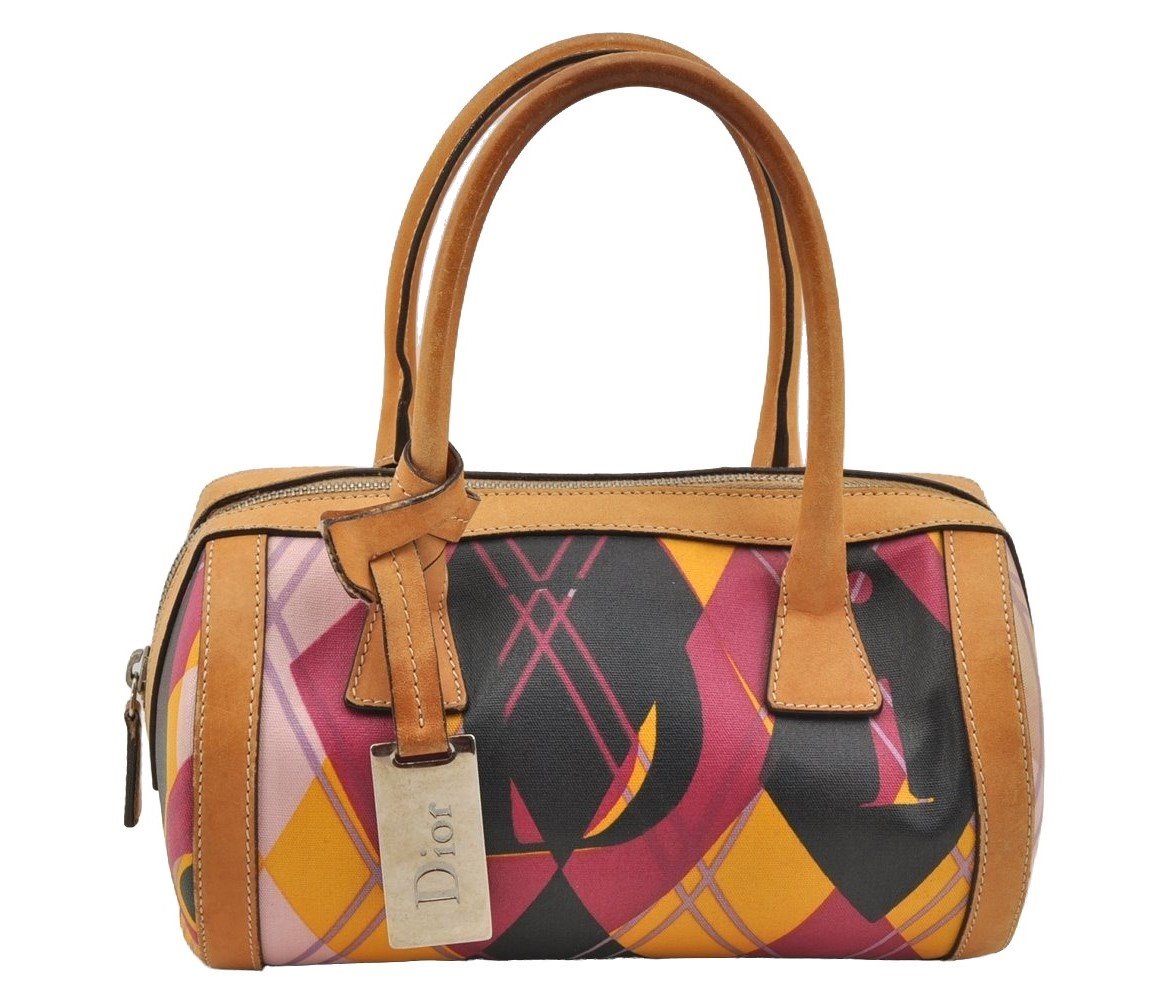 Authentic Christian Dior Shoulder Hand Bag Purse PVC Leather Multicolor CD 6600I