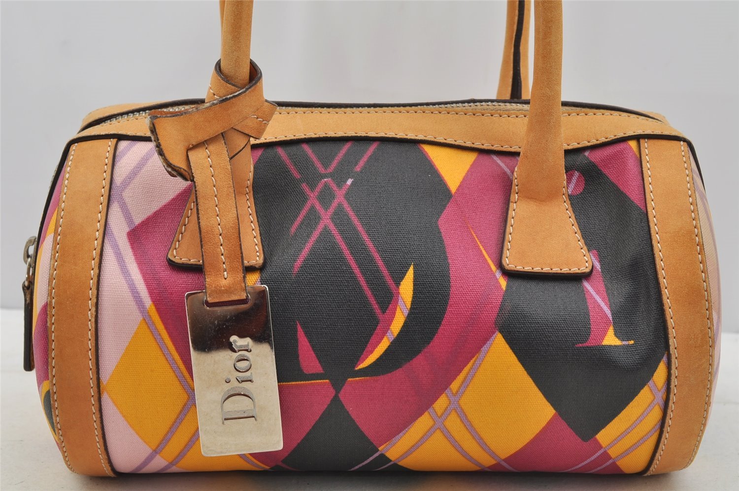 Authentic Christian Dior Shoulder Hand Bag Purse PVC Leather Multicolor CD 6600I