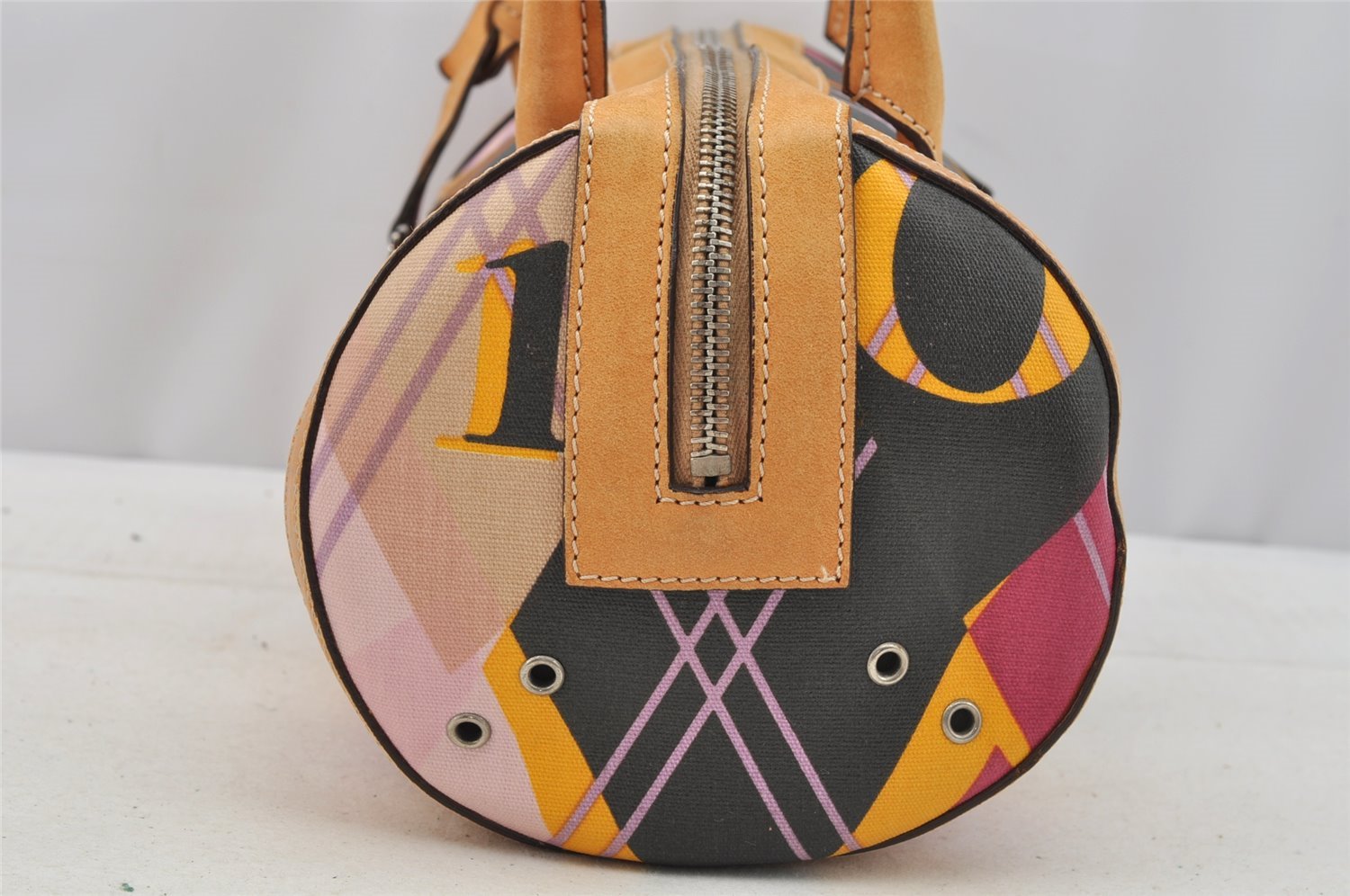 Authentic Christian Dior Shoulder Hand Bag Purse PVC Leather Multicolor CD 6600I