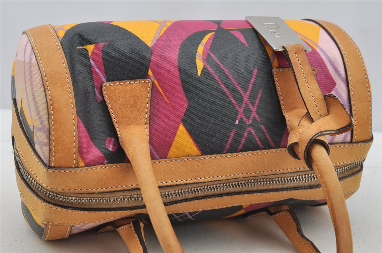 Authentic Christian Dior Shoulder Hand Bag Purse PVC Leather Multicolor CD 6600I