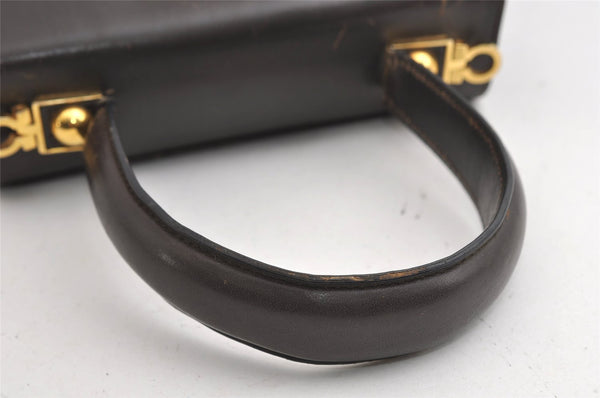 Authentic Salvatore Ferragamo Gancini Leather 2Way Shoulder Hand Bag Brown 6601I