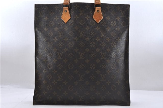 Authentic Louis Vuitton Monogram Sac Plat Hand Bag M51140 LV 6602D