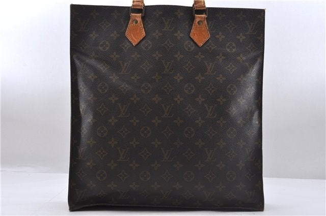 Authentic Louis Vuitton Monogram Sac Plat Hand Bag M51140 LV 6602D