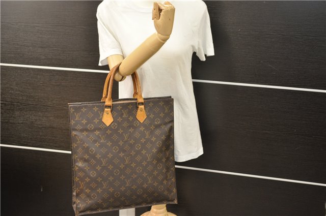 Authentic Louis Vuitton Monogram Sac Plat Hand Bag M51140 LV 6602D