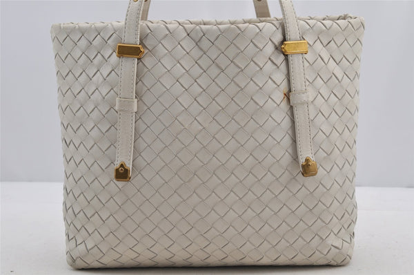 Authentic BOTTEGA VENETA Intrecciato Leather Shoulder Tote Bag Purse White 6602I