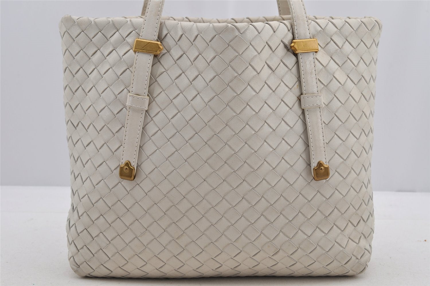 Authentic BOTTEGA VENETA Intrecciato Leather Shoulder Tote Bag Purse White 6602I