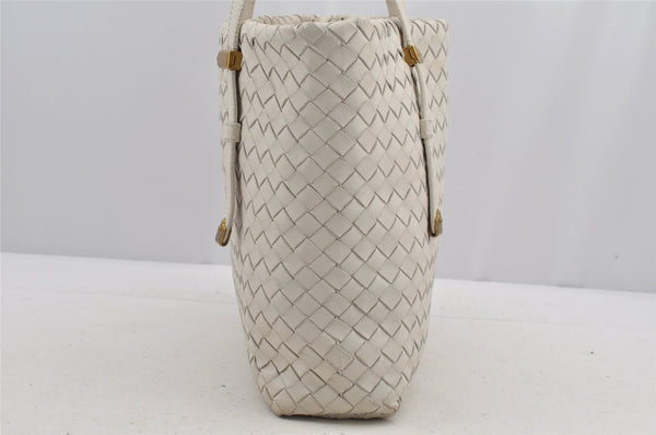 Authentic BOTTEGA VENETA Intrecciato Leather Shoulder Tote Bag Purse White 6602I