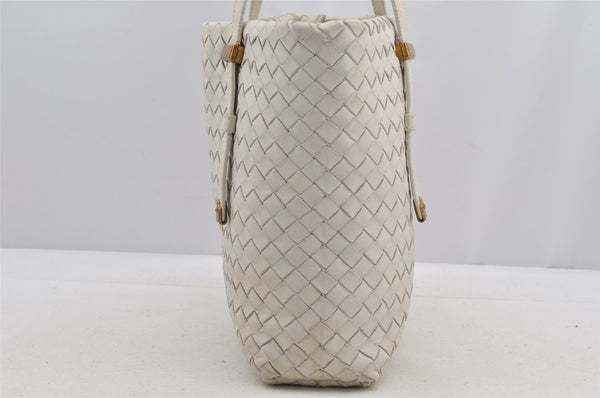Authentic BOTTEGA VENETA Intrecciato Leather Shoulder Tote Bag Purse White 6602I