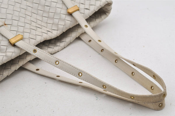 Authentic BOTTEGA VENETA Intrecciato Leather Shoulder Tote Bag Purse White 6602I