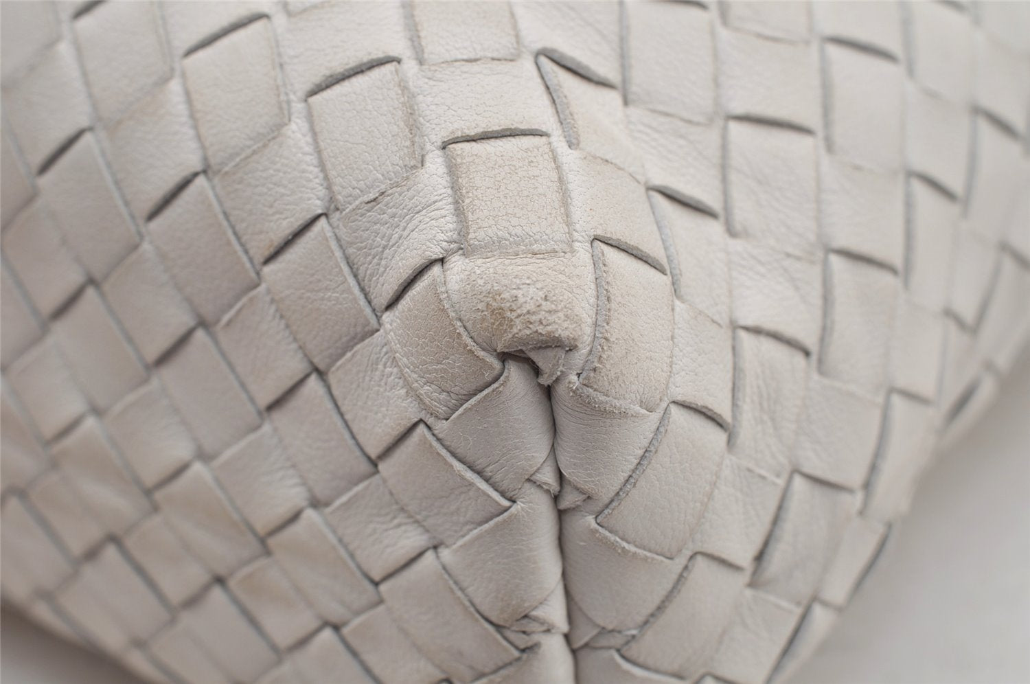 Authentic BOTTEGA VENETA Intrecciato Leather Shoulder Tote Bag Purse White 6602I