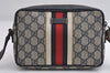 Authentic GUCCI Sherry Line Shoulder Bag GG PVC Leather 162910 Navy Blue 6603I