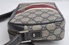 Authentic GUCCI Sherry Line Shoulder Bag GG PVC Leather 162910 Navy Blue 6603I