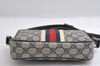 Authentic GUCCI Sherry Line Shoulder Bag GG PVC Leather 162910 Navy Blue 6603I