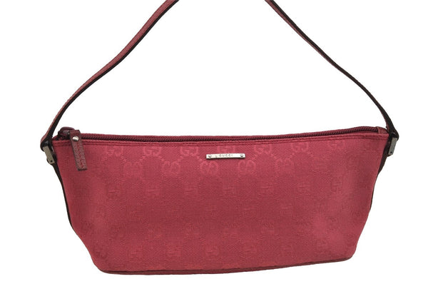 Authentic GUCCI Vintage Hand Bag Pouch Purse GG Canvas Leather 07198 Pink 6605I