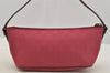 Authentic GUCCI Vintage Hand Bag Pouch Purse GG Canvas Leather 07198 Pink 6605I