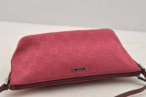Authentic GUCCI Vintage Hand Bag Pouch Purse GG Canvas Leather 07198 Pink 6605I