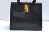 Authentic Salvatore Ferragamo Vintage Vara Ribbon Hand Bag Purse Black 6606E