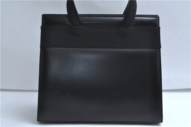 Authentic Salvatore Ferragamo Vintage Vara Ribbon Hand Bag Purse Black 6606E
