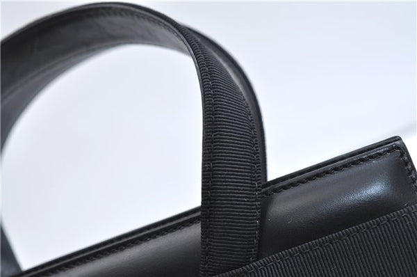 Authentic Salvatore Ferragamo Vintage Vara Ribbon Hand Bag Purse Black 6606E
