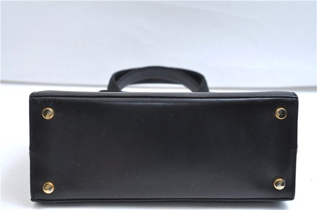 Authentic Salvatore Ferragamo Vintage Vara Ribbon Hand Bag Purse Black 6606E