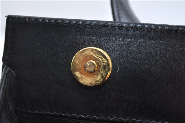 Authentic Salvatore Ferragamo Vintage Vara Ribbon Hand Bag Purse Black 6606E