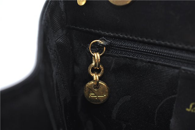 Authentic Salvatore Ferragamo Vintage Vara Ribbon Hand Bag Purse Black 6606E