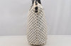 Authentic PRADA Dot Nylon Tessuto Saffiano Leather 2Way Tote Bag White 6606I