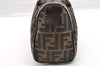 Authentic FENDI Vintage Zucca Hand Bag Purse Canvas Leather Brown 6607I