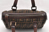 Authentic FENDI Vintage Zucca Hand Bag Purse Canvas Leather Brown 6607I