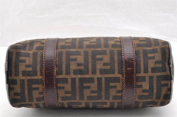 Authentic FENDI Vintage Zucca Hand Bag Purse Canvas Leather Brown 6607I