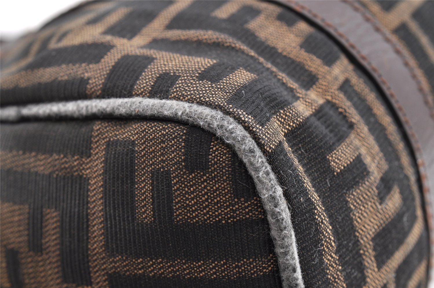 Authentic FENDI Vintage Zucca Hand Bag Purse Canvas Leather Brown 6607I