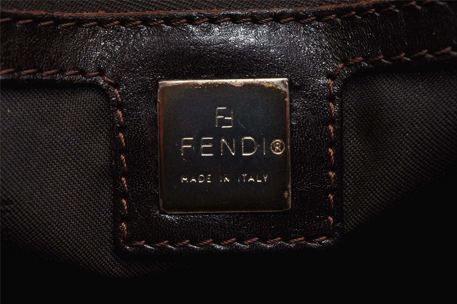 Authentic FENDI Vintage Zucca Hand Bag Purse Canvas Leather Brown 6607I