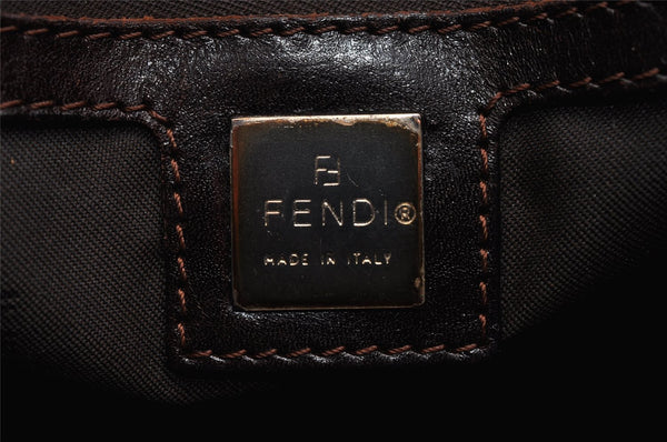 Authentic FENDI Vintage Zucca Hand Bag Purse Canvas Leather Brown 6607I