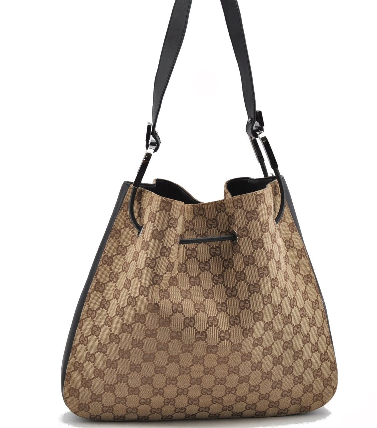 Authentic GUCCI Vintage Shoulder Bag GG Canvas Leather 0013746 Brown 6608F