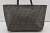 Authentic FENDI Zucca Vintage Shoulder Tote Bag PVC Leather Brown Black 6608I