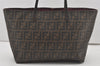 Authentic FENDI Zucca Vintage Shoulder Tote Bag PVC Leather Brown Black 6608I