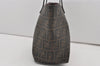Authentic FENDI Zucca Vintage Shoulder Tote Bag PVC Leather Brown Black 6608I