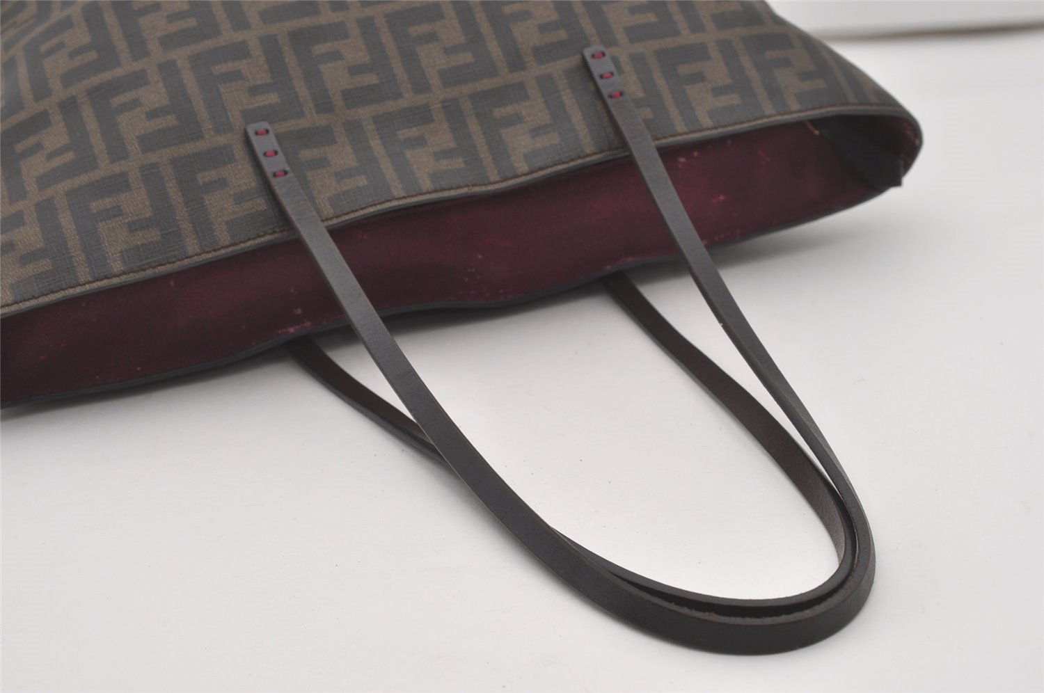 Authentic FENDI Zucca Vintage Shoulder Tote Bag PVC Leather Brown Black 6608I