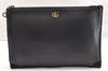 Authentic GUCCI GG Marmont Clutch Hand Bag Purse Leather 475317 Black 6609I