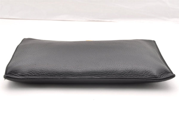 Authentic GUCCI GG Marmont Clutch Hand Bag Purse Leather 475317 Black 6609I