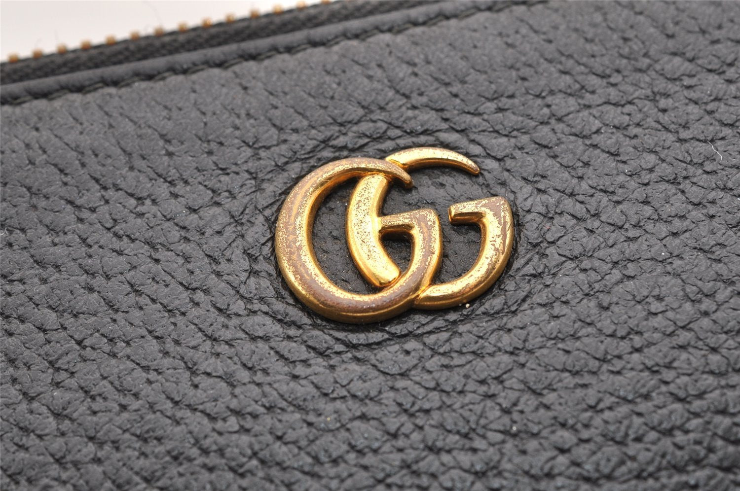 Authentic GUCCI GG Marmont Clutch Hand Bag Purse Leather 475317 Black 6609I