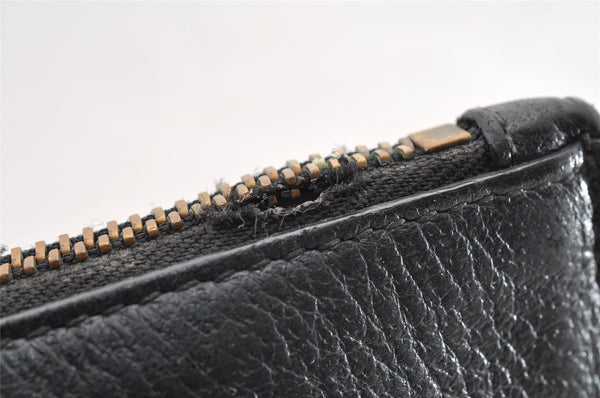 Authentic GUCCI GG Marmont Clutch Hand Bag Purse Leather 475317 Black 6609I